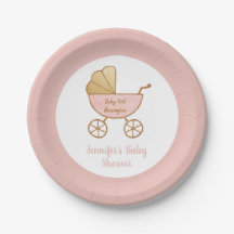 Retro Pastel Pink Carriage Baby Girl Dusche