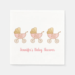 Retro Pastel Pink Carriage Parade Baby Girl Dusche Serviette