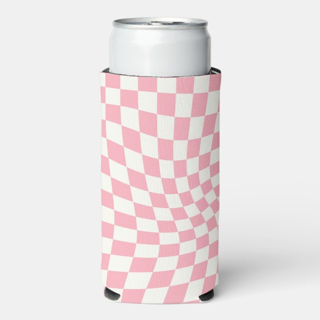 Retro Pastel Pink geprüft Warpkarton überprüft Selters Dosenkühler (Seltzer Vorderseite)