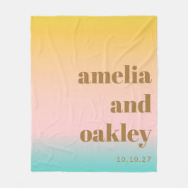 Retro Pastel Pink Gradient Einzigartige Hochzeit C Fleecedecke