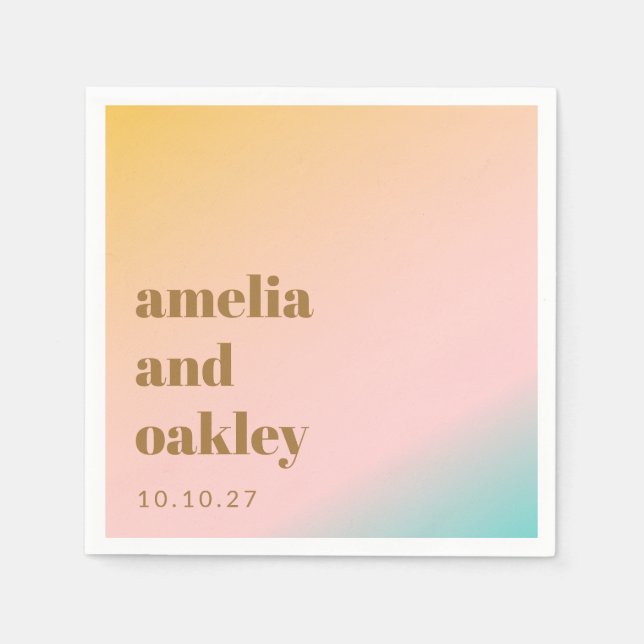 Retro Pastel Pink Gradient Einzigartige Hochzeit C Serviette (Vorderseite)