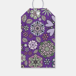 Retro Pastel Pink Purple Floral Seamless Pattern Geschenkanhänger