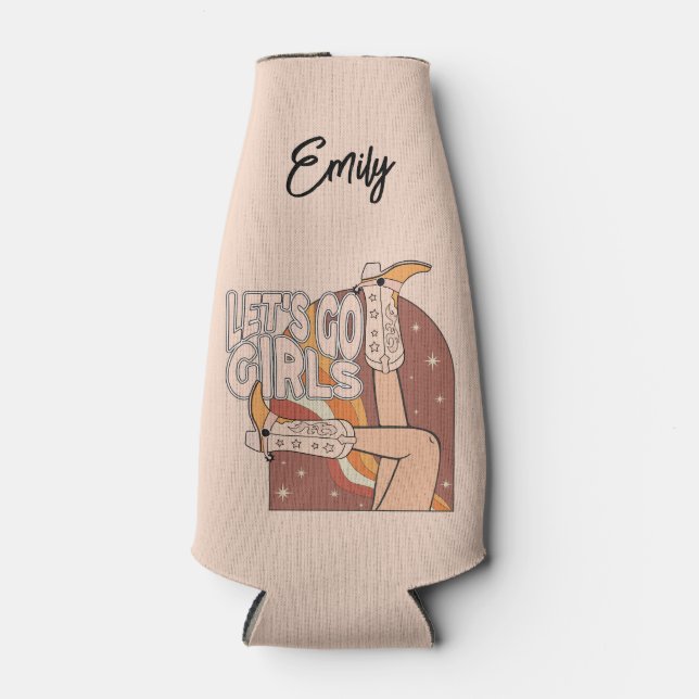 Retro Pastel Pink Rodeo Bachelorette Flaschenkühler (Vorderseite)