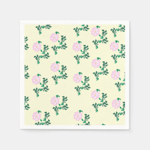 Retro Pastel Pink Wilde Rose Blume Muster Serviette