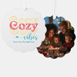 Retro Pastel Pop Cosy Vibes Retro Foto Ornament Karte