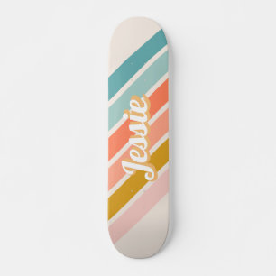 Retro Pastel Rainbow Personalisiert Name Skateboard