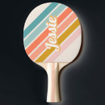 Retro Pastel Rainbow Personalisiert Name Tischtennis Schläger<br><div class="desc">Retro inspiriert Sonnenburstdesign in leuchtenden und spielerischen Vintagen Farben,  die mit Ihrem Namen personalisiert werden können.</div>