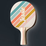 Retro Pastel Rainbow Personalisiert Name Tischtennis Schläger<br><div class="desc">Retro inspiriert Sonnenburstdesign in leuchtenden und spielerischen Vintagen Farben,  die mit Ihrem Namen personalisiert werden können.</div>