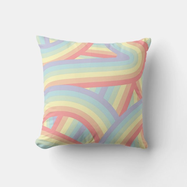 Retro Pastel Rainbow Stripes Pattern Kissen (Vorderseite)