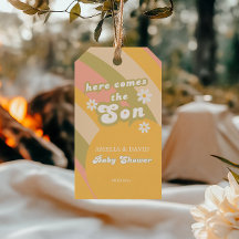 Retro Pastel Striped Groovy Son Babydusche