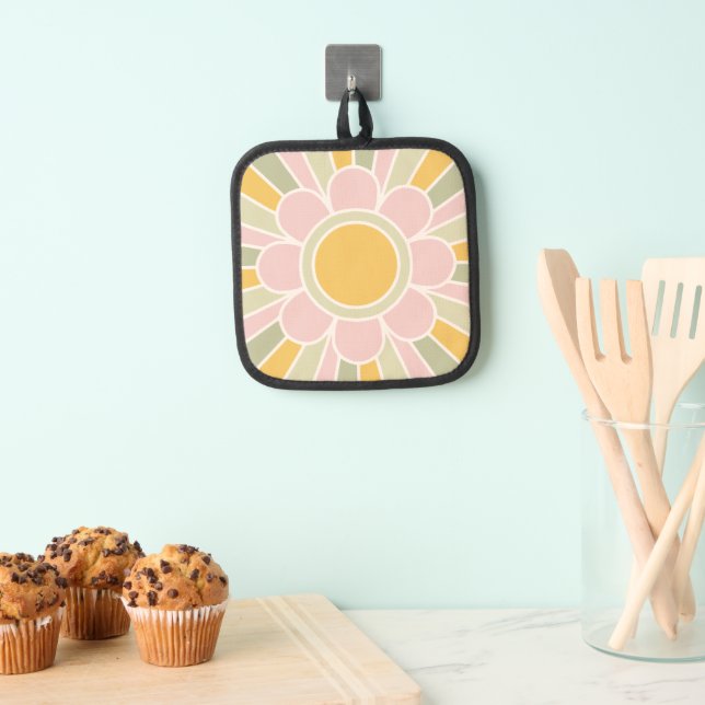 Retro Pastel Sunshine Personalized Kitchen  Topflappen (Insitu (Hängend))
