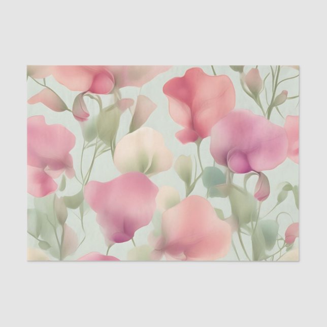 Retro Pastel Sweet Pea Pattern Seidenpapier (Vorderseite)