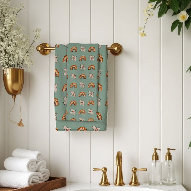 Retro Pastel Towel 70s Groovy Earthy Bath Vibes Badhandtuch Set (Retro Pastel Towel 70s Groovy Earthy Bath Vibes)