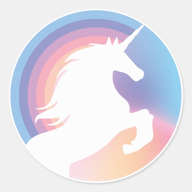 Retro Pastel Unicorn und Rainbow Redux 2022 Runder Aufkleber (Vorderseite)