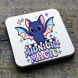 Retro Pastelcore Niedliches Halloween-Bat & Checke Rechteckiger Pappuntersetzer