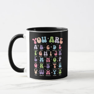 Retro-Pastell-Alphabet-Affirmation Erstaunliche AB Tasse