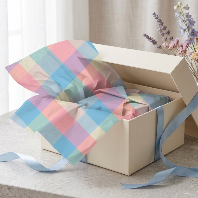 Retro-Pastell-Argyle-Rosa-Blau-Diamant-Karo Seidenpapier (Von Creator hochgeladen)