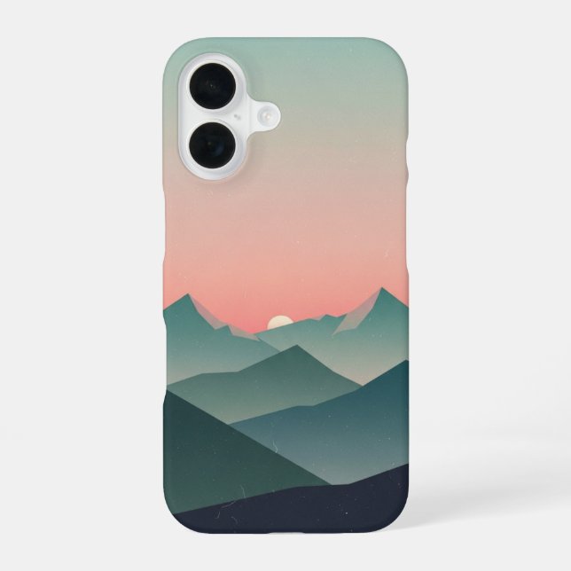 Retro-Pastell-Bergdämmerung iPhone 16 Hülle (Rückseite)