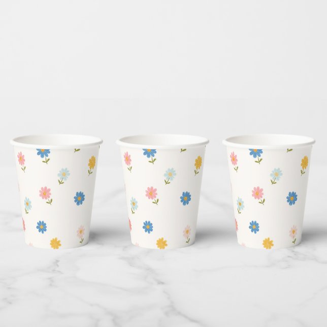 Retro-Pastell-Blumen-Baby Pappbecher (Multi)