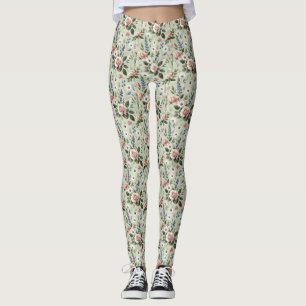 Retro Pastell Blumen Botanisches Muster Leggings