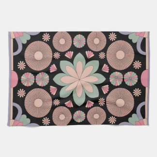 Retro-Pastell-Blumen-Mandala-Symmetrie Geschirrtuch