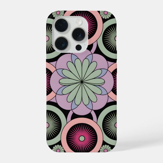 Retro-Pastell-Blumen-Mandala-Symmetrie iPhone Hülle (Rückseite)