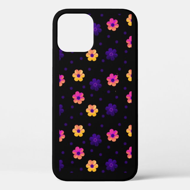 Retro-Pastell-Blumenmuster Dunkle Navy-iPhone-Hüll Case-Mate iPhone Hülle (Rückseite)