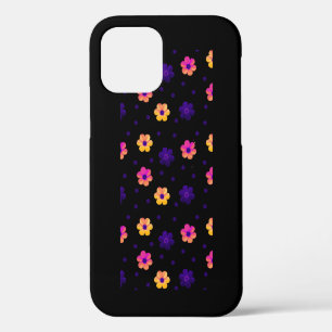 Retro-Pastell-Blumenmuster Dunkle Navy-iPhone-Hüll iPhone 12 Hülle