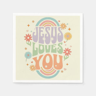 Retro-Pastell-Design „Jesus liebt dich“ –  Serviette