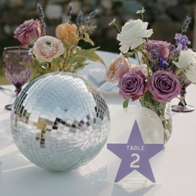 Retro-Pastell-Disco-Hochzeitstisch-Nummer  Acryleinladungen (Von Creator hochgeladen)
