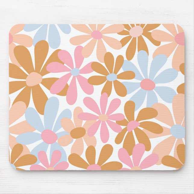 Retro-Pastell-Groovy-Daisy-Blumenmuster Mousepad (Vorne)