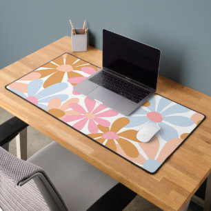 Retro-Pastell-Groovy-Daisy-Blumenmuster Schreibtischunterlage