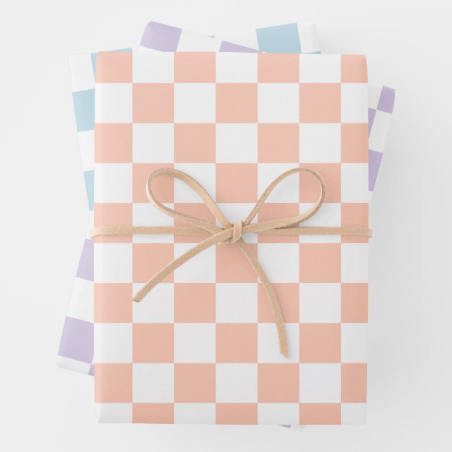 Retro-Pastell-Karomuster Geschenkpapier Set (Beispiel)
