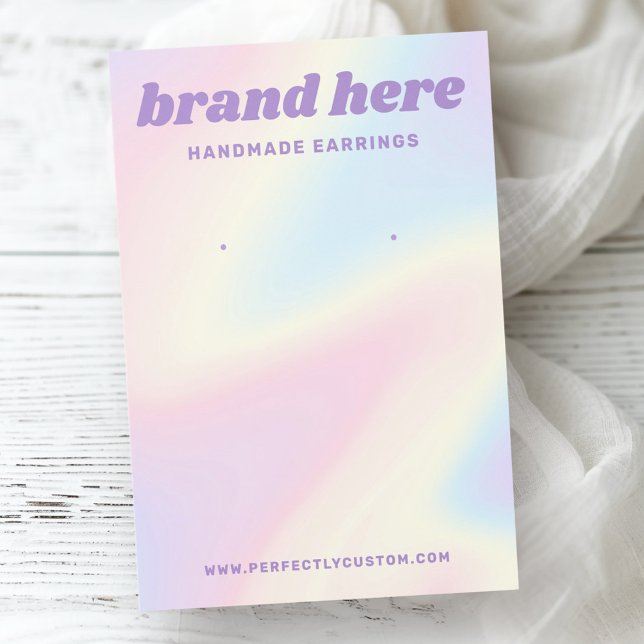 Retro Pastell Regenbogen lila Ohrring-Karte (Retro pastel rainbow purple earring card)