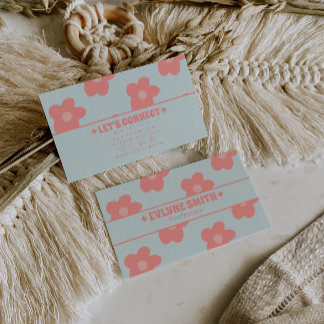 Retro Pastell Rosa Groovy Floral Boho Mädchenhaft  Visitenkarte