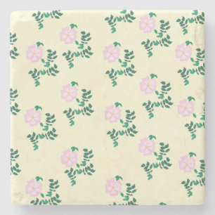 Retro Pastell Rosa Wilde Rosenblumen Muster Steinuntersetzer