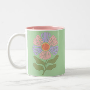 Retro-Pastell "Soft Mama" Groovy-Blumentypografie Zweifarbige Tasse