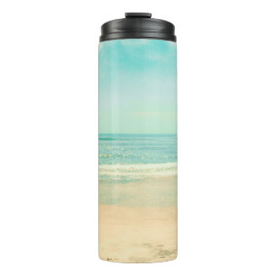 Retro Pastell Strandstrand,hintergrund,sommer,vint Thermosbecher