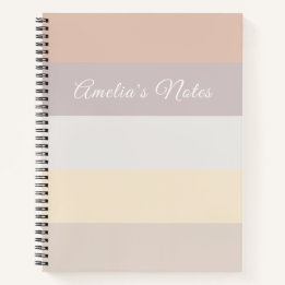 Retro-Pastell-Streifen Rosa Grau | Monogramm Notizbuch
