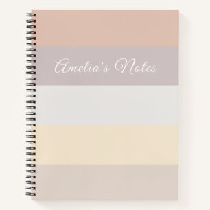 Retro-Pastell-Streifen Rosa Grau Monogramm Notizbuch