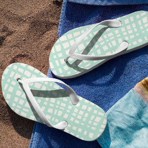 Retro pastell türkisfarbenes Gittermuster Flip Flops