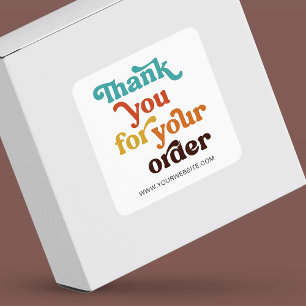 Retro Pastellfarben Danke für Ihre Bestellung für Quadratischer Aufkleber
