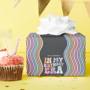 Retro Pastellfarben Moderne Geburtstagszeit Geschenkpapier