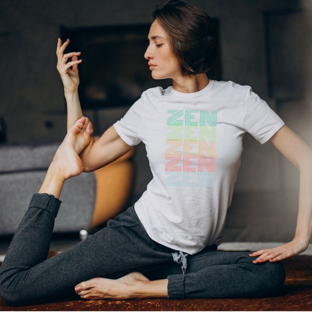 Retro Pastellfarben ZEN Farbenfrohe Gefälle Yoga T-Shirt (Von Creator hochgeladen)