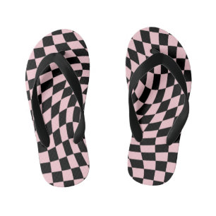 Retro Pastellfarbene, schwarz rosa Karos verschlei Kinderbadesandalen