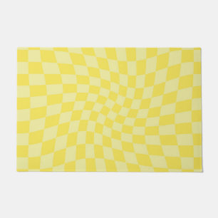 Retro Pastellgelbe Karos verschleierte Karton Fußmatte