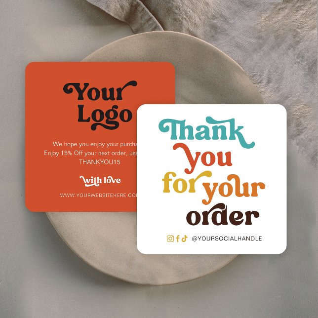 Retro Pastels Kleines Unternehmen Vielen Dank für  Mitteilungskarte (Von Creator hochgeladen)