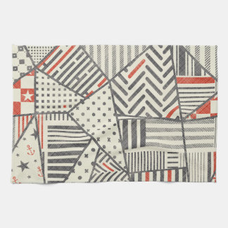 Retro-Patchwork: Abstrakte geometrische Gestaltung Geschirrtuch