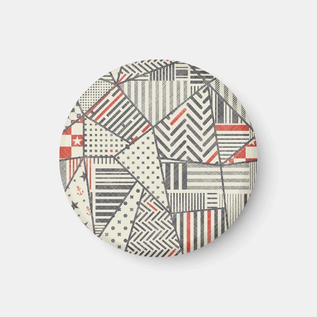Retro-Patchwork: Abstrakte geometrische Gestaltung Magnet (Vorne)
