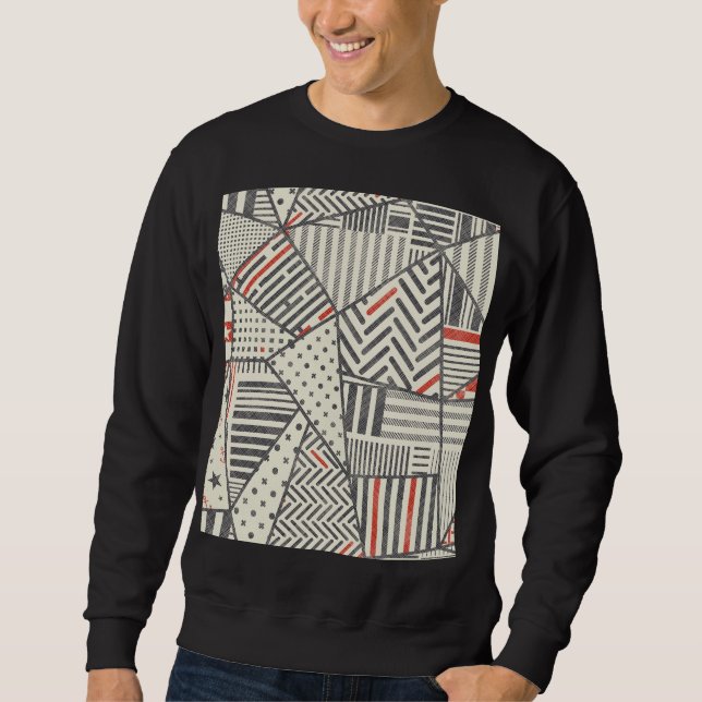 Retro-Patchwork: Abstrakte geometrische Gestaltung Sweatshirt (Vorderseite)